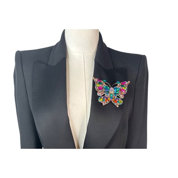 2/$30 Colorful Rhinestone Butterfly Brooch Pin Jewelry Eye Catching Accessory - Picture 7 of 9
